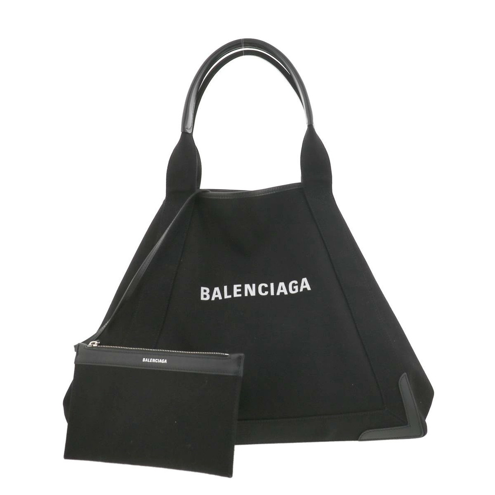 BALENCIAGA Navy Blue Cabas Tote Bag Handbag Black